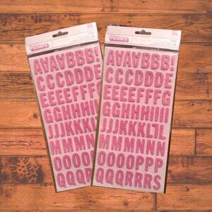 American Crafts Thickers Alphabet Stickers Maggie Pink Glitter Foam, 2 packs NEW